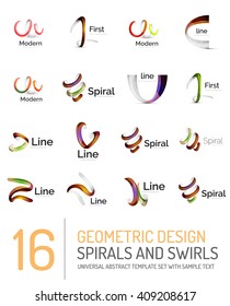 Logo vector collection - ribbon waves, swirls, spirals