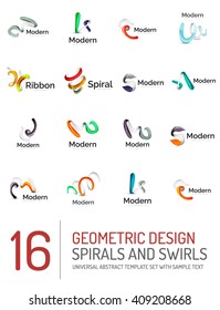 Logo vector collection - ribbon waves, swirls, spirals