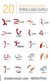 Logo vector collection - ribbon waves, swirls, spirals