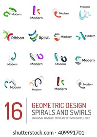 Logo vector collection - ribbon waves, swirls, spirals