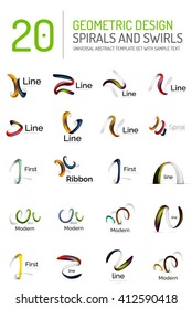 Logo vector collection - ribbon waves, swirls, spirals