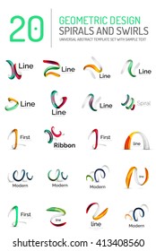 Logo vector collection - ribbon waves, swirls, spirals