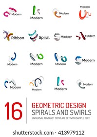Logo vector collection - ribbon waves, swirls, spirals