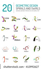 Colección vectorial de logotipos - ondas de cinta, movimientos y espirales