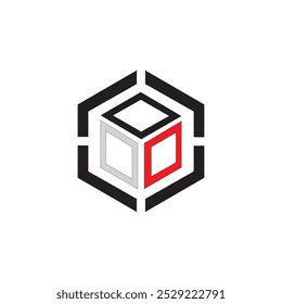 Ícone de ilustração do cubo do vetor de logotipo