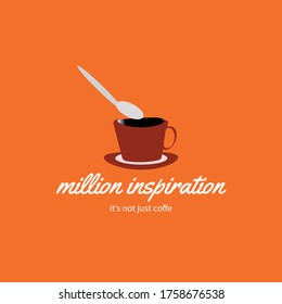 Logo vector a cup of coffee with illustration of coffee beans.