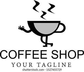 logo vector a cup of coffee mascot cute