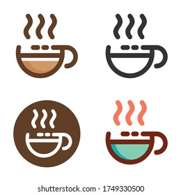 icono de taza vectorial de logotipo y agua caliente