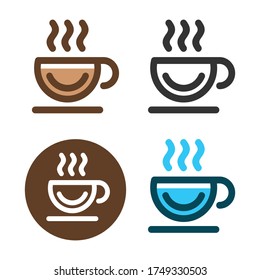 logo vector cup icon and hot water