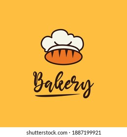 Logo vector design for a bakery business or a home bakery business with an illustration of the bread icon wearing a chef's hat