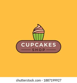 Logo vector design for bakery business or home bakery business, with delicious cupcakes icon illustration