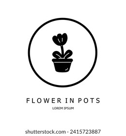 Logo vector design for business. Flower in pots logos.