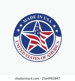 logo vector design circle stamp made in usa sign with united states flag element shaped star