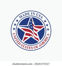 logo vector design circle stamp made in usa sign with united states flag element shaped star 