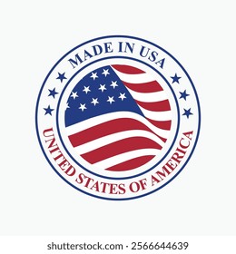 logo vector design circle stamp made in usa sign with united states flag element shaped star 