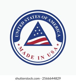 logo vector design circle stamp made in usa sign with united states flag element shaped triangle 