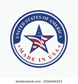 logo vector design circle stamp made in usa sign with united states flag element shaped star 