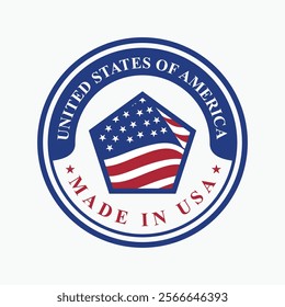 logo vector design circle stamp made in usa sign with pentagonal US flag element