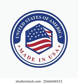 logo vector design circle stamp made in usa sign with united states flag element shaped hexagon 