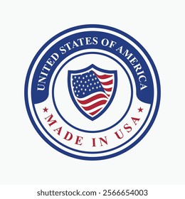 logo vector design circle stamp made in usa sign with united states flag element shaped shield