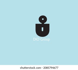 
Logo vector design dio black and white template on sky blue background