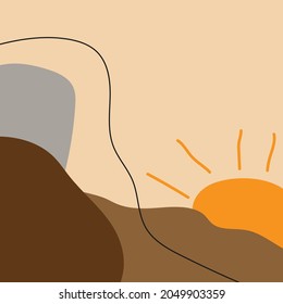 logo vector design flat botanical background sunrise