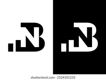 O design do vetor de logotipo com as iniciais nele tem um gráfico para cima. N inicial como um espaço negativo.
