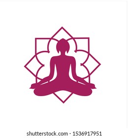 
logo vector design meditation template for female sexy body fitness in pink