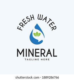 Logo Vector Design for Mineral Water Business With Leaf and Water Drop Icon Illustration