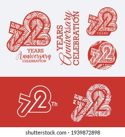 logo vector design. numbers. 72 years anniversary celebration. illustration of the design concept