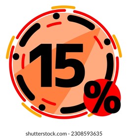 Etiqueta de descuento del vector del logotipo 5 10 15 20 25 30 35 40 45 Forma redondeada de color naranja al 50 %