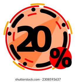 Etiqueta de descuento del vector del logotipo 5 10 15 20 25 30 35 40 45 Forma redondeada de color naranja al 50 %