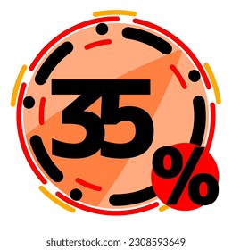 Logo vector discount sticker 5 10 15 20 25 30 35 40 45 50 % orange color round shape