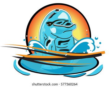 Logo vector Dolphin jumping out of the water