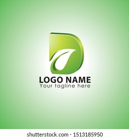 logo vector elegant green leaf / symbol / Letter D
