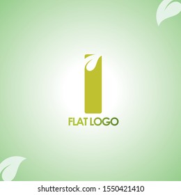 logo vector elegant green leaf / symbol / Letter I