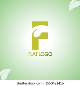 logo vector elegant green leaf / symbol / Letter F