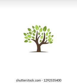 Logo vector element of ecological nature of green tree leaves