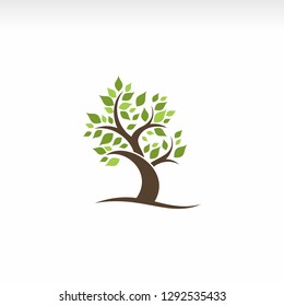 Logo vector element of ecological nature of green tree leaves