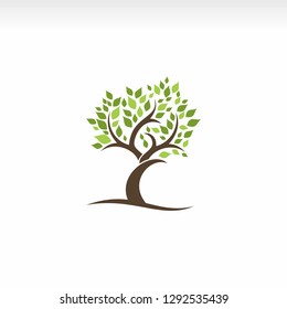 Logo vector element of ecological nature of green tree leaves