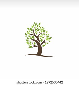 Logo vector element of ecological nature of green tree leaves
