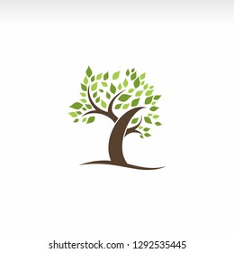 Logo vector element of ecological nature of green tree leaves