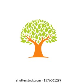 Logo vector element of ecological tree leaves design