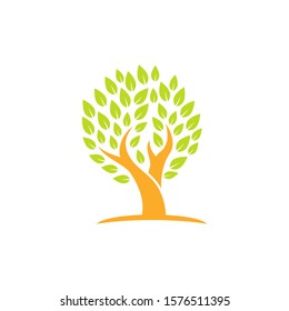 Logo vector element of ecological tree leaves design