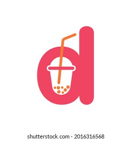 Logotipo vector eps letra B boba leche té burbuja rosa comida rápida bebida