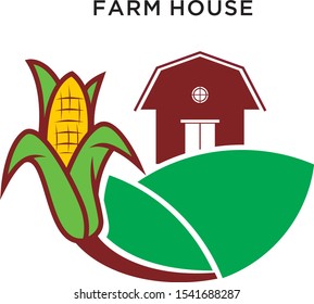 Logo Vector Farm House of Corn Field  Agriculture