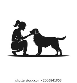 Vector del logotipo para el entrenador femenino del perro