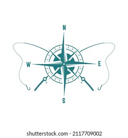 Logo vector for fishing rod compass