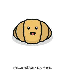 logo vector of a French crescent-shaped roll made of sweet flaky pastry. croissant logo icon.