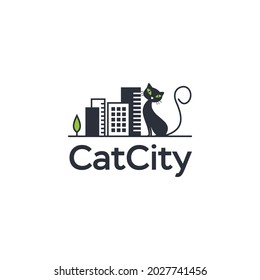 Logo vector funny city cat